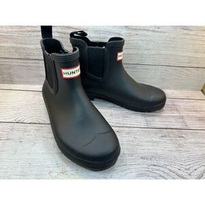 Hunter Original Ankle Chelsea Boots Womens Size 6 Black Round Toe Waterproof